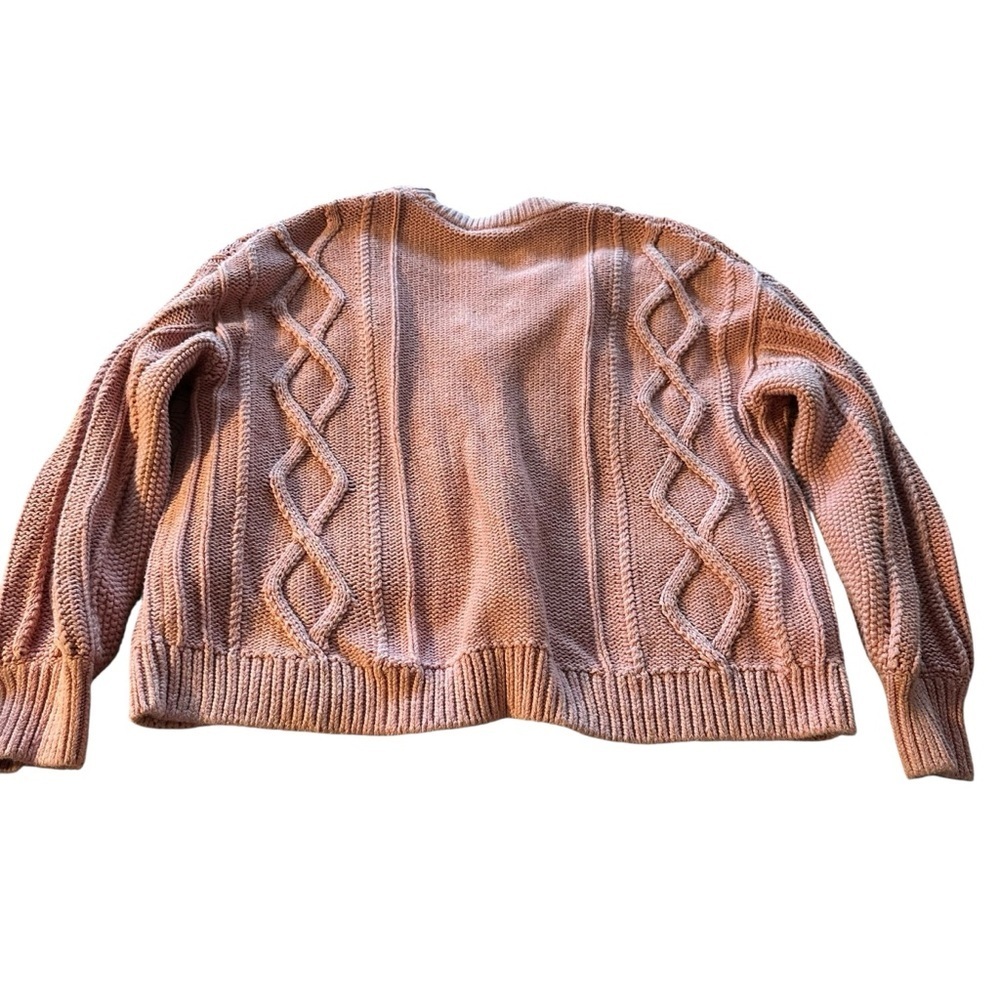 Madewell V-Neck Cable Knit Sweater - Peach - Picture 2 of 4